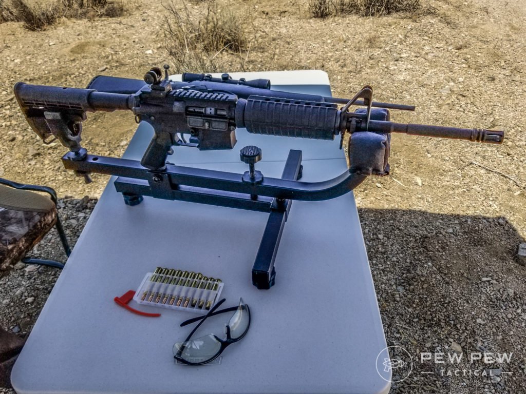 SightMark in chamber boresight inside of an AR-15...you cant see it, but its in there!