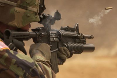 M4 Rifle being fired by soldier