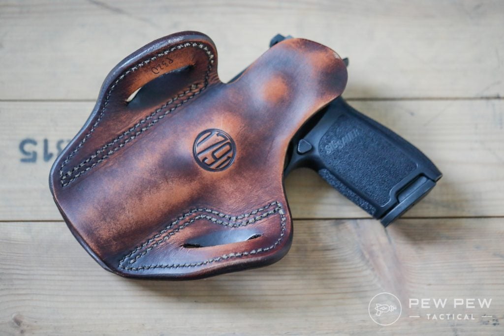 1791 OWB Leather Holster with P320, Back