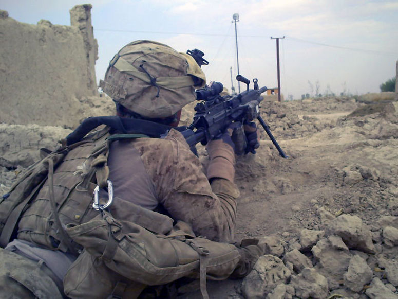 Ya’ Boy with an ACOG equipped M249 Helmand Province Afg 2009
